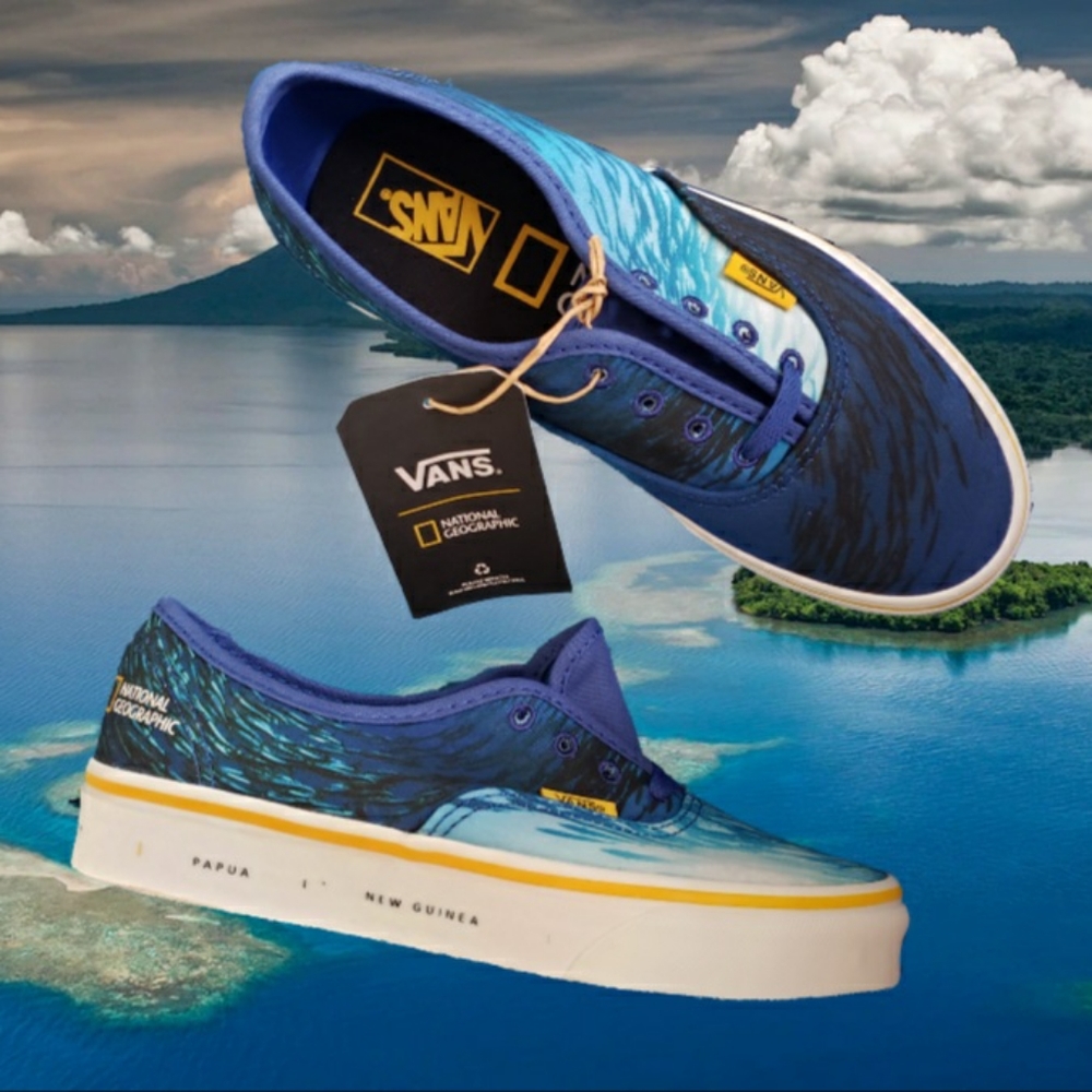 Vans Authentic 🌏 National Geographic Ocean True Blue Schooling Fish - Picture 1 of 3